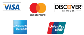 logos for Visa, Mastercard, Discover, Amex
